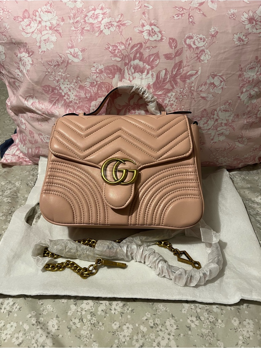 Inspired Pink Leather Quilted Top-Handle Bag